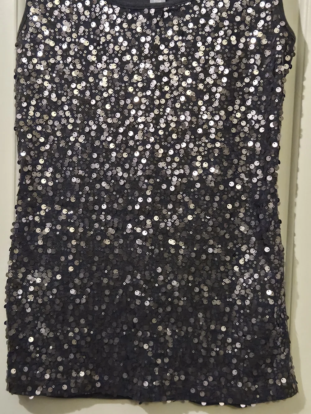 Old Navy Women's Charcoal Sequin Sleeveless Tank Top Sparkle Camisole. Size L. - Picture 8 of 12